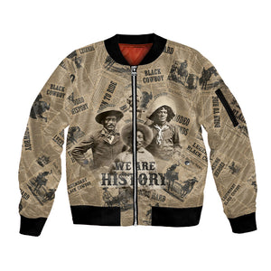 Black Cowboy Sleeve Zip Bomber Jacket Western Rodeo Melanin Black History