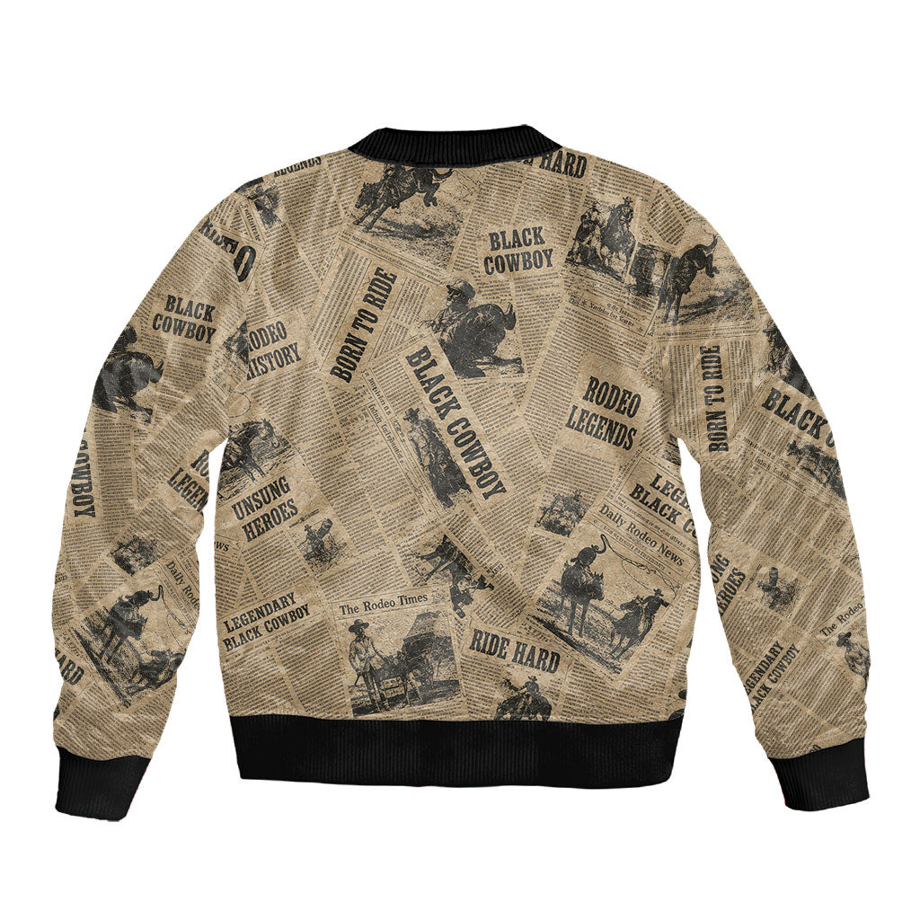Black Cowboy Sleeve Zip Bomber Jacket Western Rodeo Melanin Black History