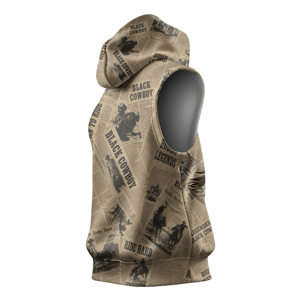Black Cowboy Sleeveless Hoodie Western Rodeo Melanin Black History