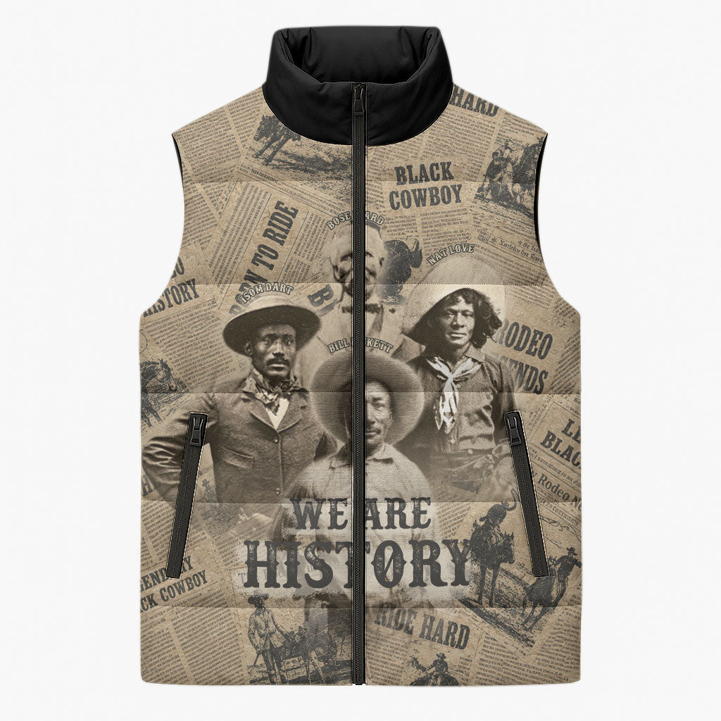 Black Cowboy Sleeveless Puffer Jacket Western Rodeo Melanin Black History