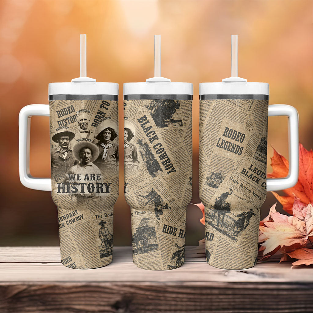 Black Cowboy Tumbler With Handle Western Rodeo Melanin Black History