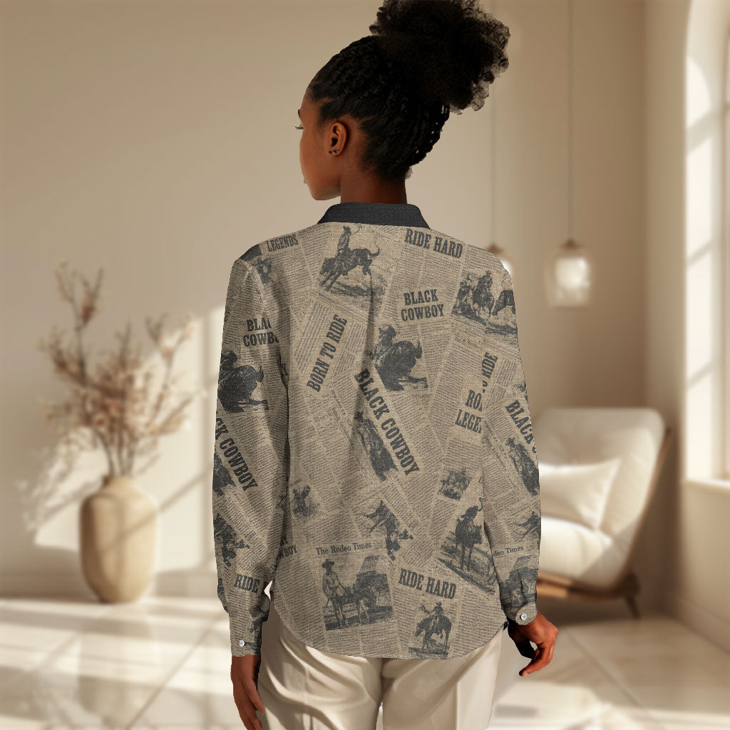 Black Cowboy Women Casual Shirt Western Rodeo Melanin Black History