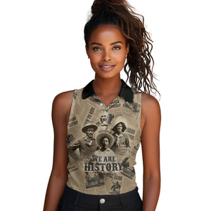 Black Cowboy Women Sleeveless Polo Shirt Western Rodeo Melanin Black History
