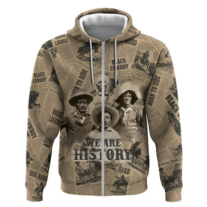 Black Cowboy Zip Hoodie Western Rodeo Melanin Black History