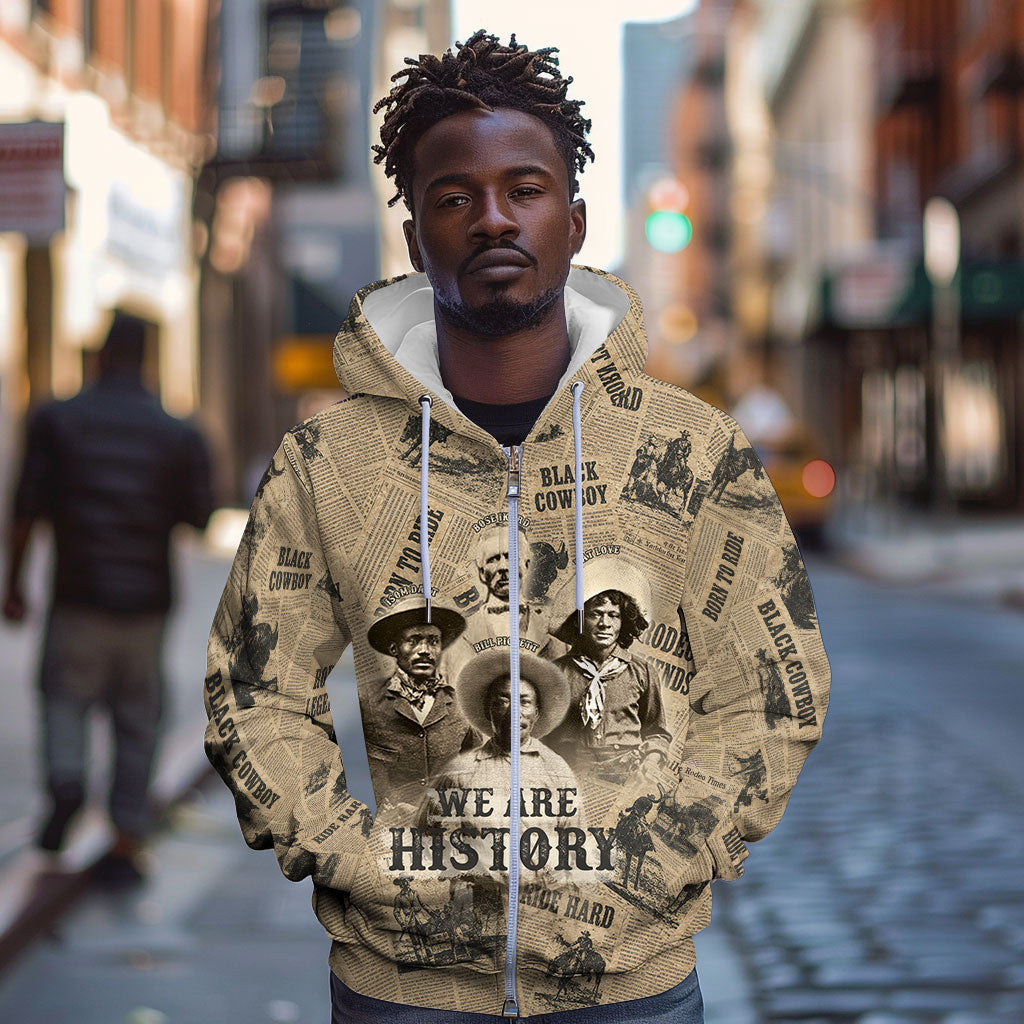 Black Cowboy Zip Hoodie Western Rodeo Melanin Black History