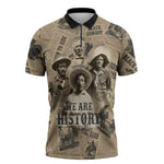 Black Cowboy Zipper Polo Shirt Western Rodeo Melanin Black History