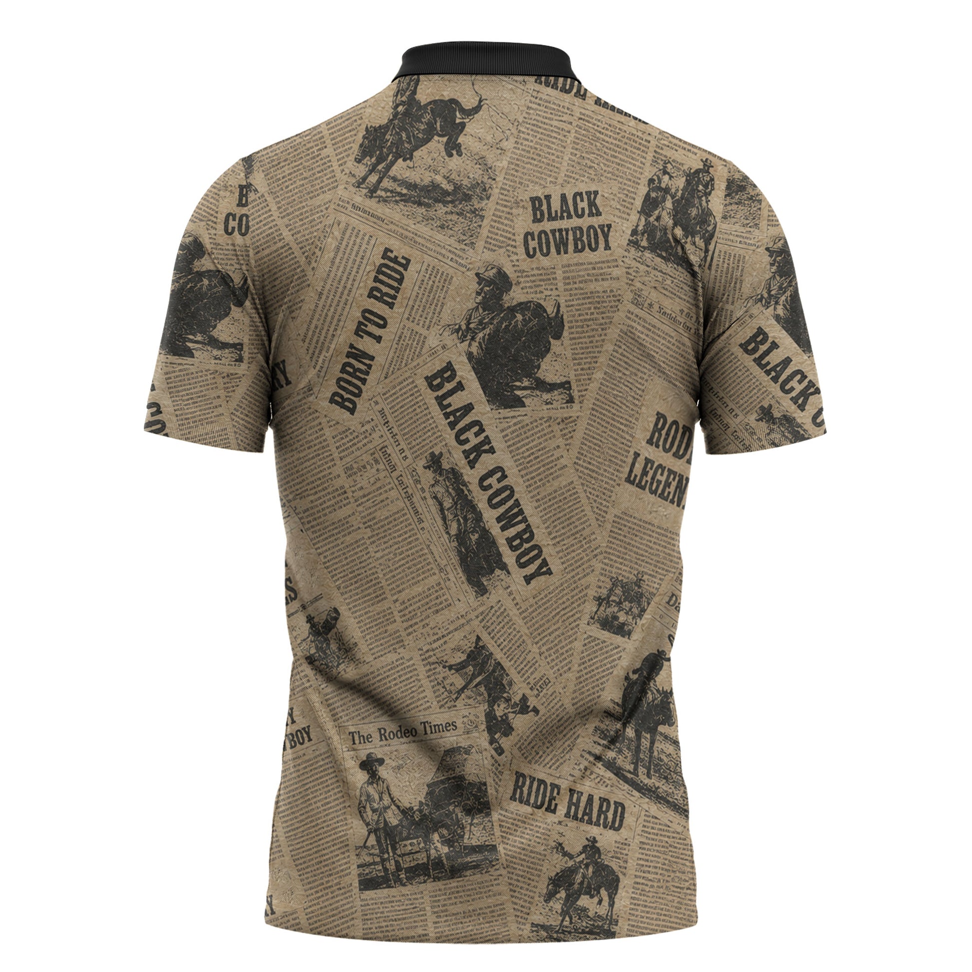 Black Cowboy Zipper Polo Shirt Western Rodeo Melanin Black History