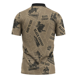 Black Cowboy Zipper Polo Shirt Western Rodeo Melanin Black History
