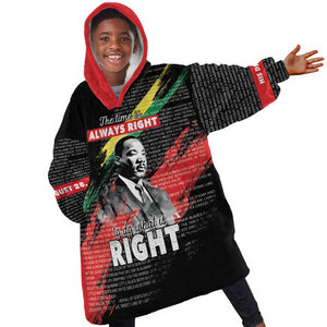 MLK Honoring The Legacy Kid Wearable Blanket Hoodie Black Version