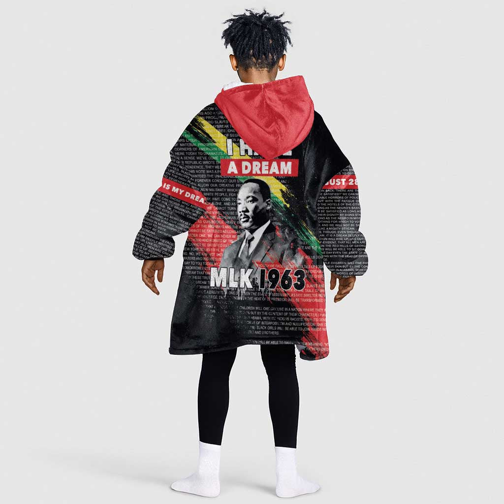 MLK Honoring The Legacy Kid Wearable Blanket Hoodie Black Version