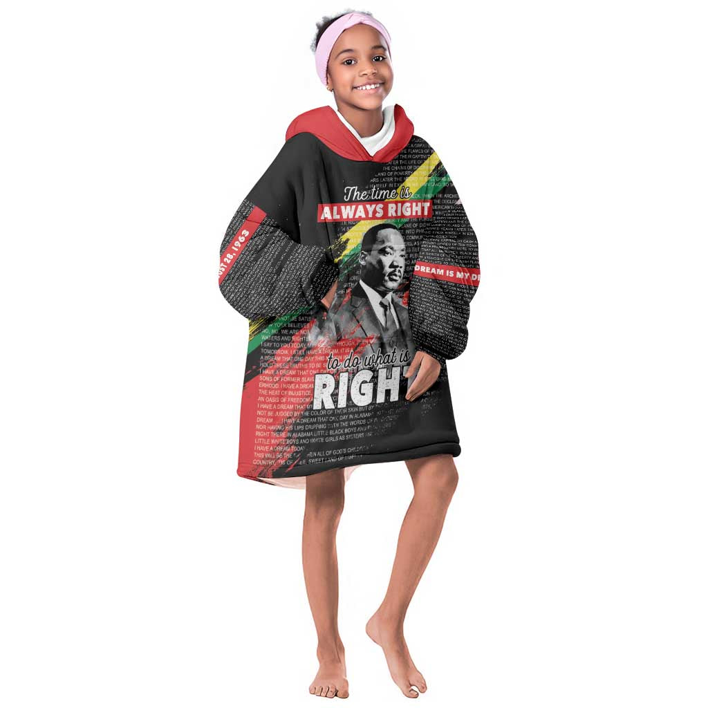 MLK Honoring The Legacy Kid Wearable Blanket Hoodie Black Version