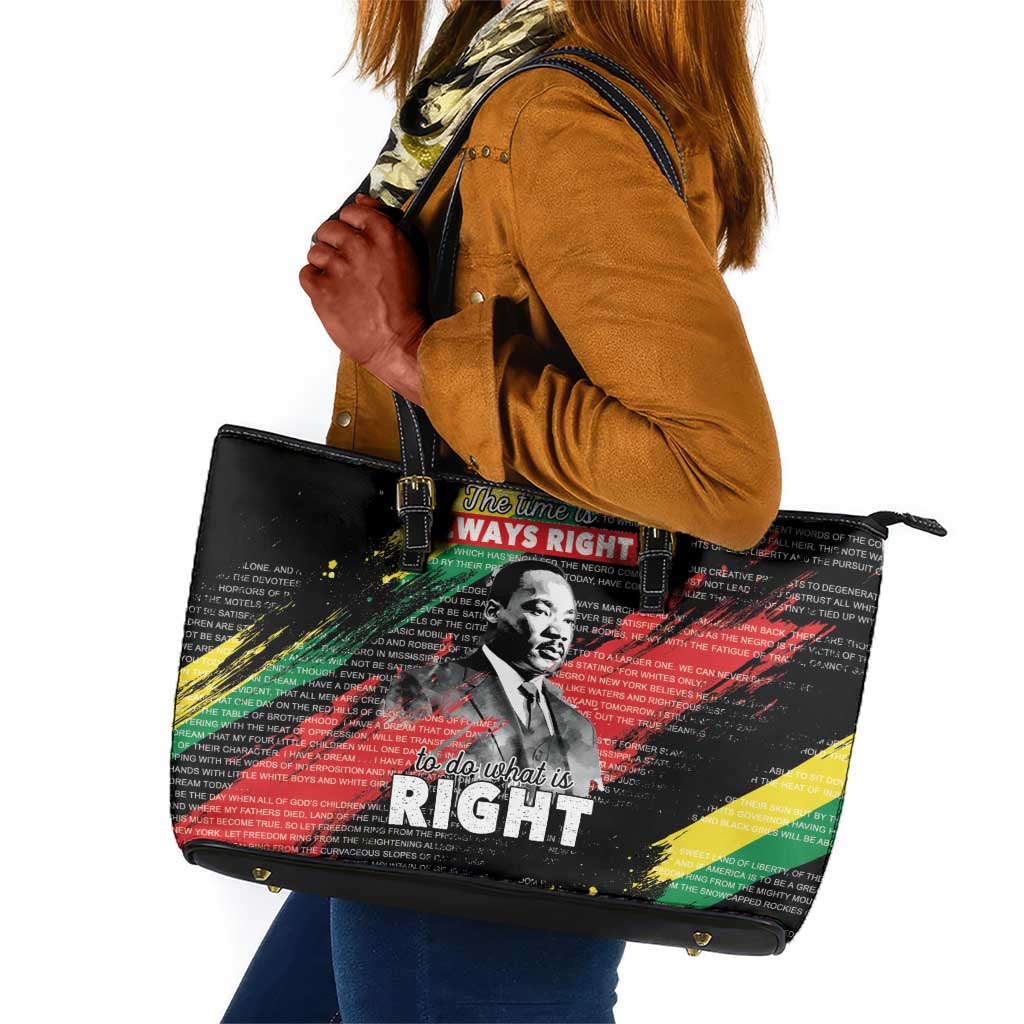 MLK Honoring The Legacy Leather Tote Bag Black Version