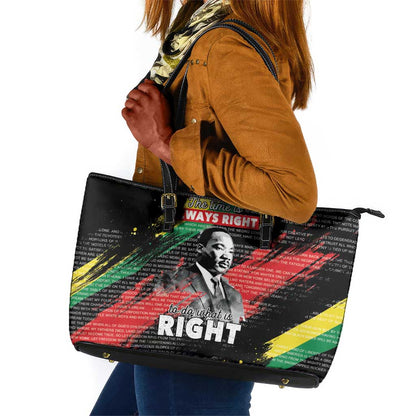 MLK Honoring The Legacy Leather Tote Bag Black Version