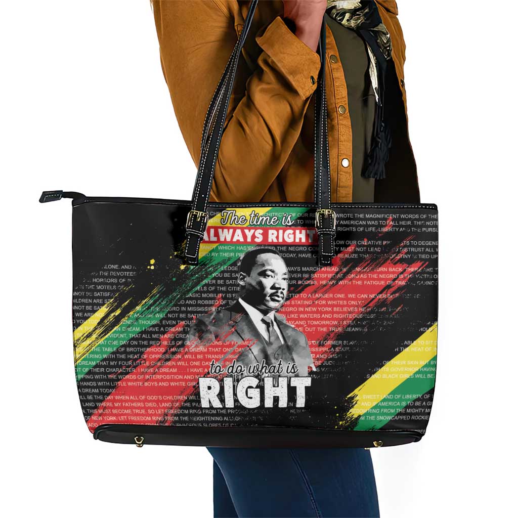 MLK Honoring The Legacy Leather Tote Bag Black Version