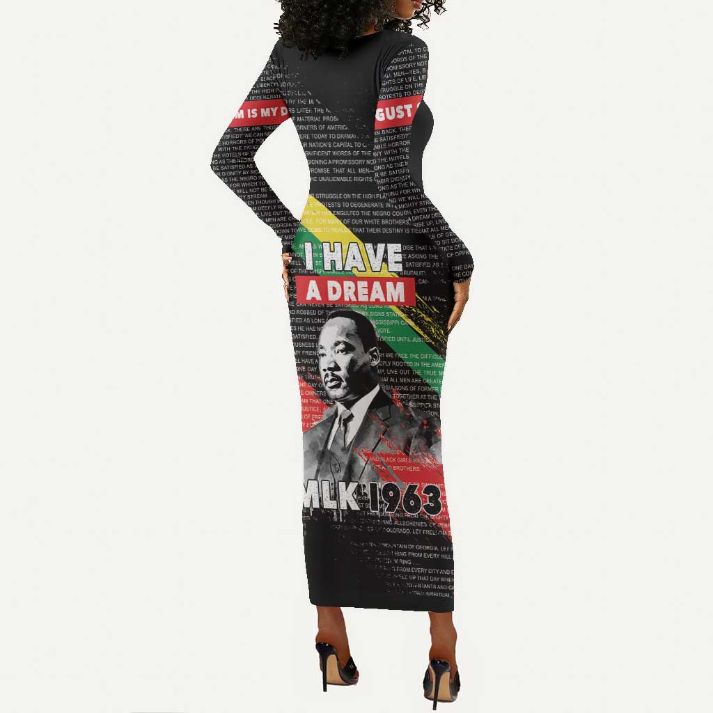 MLK Honoring The Legacy Long Sleeve Bodycon Dress Black Version