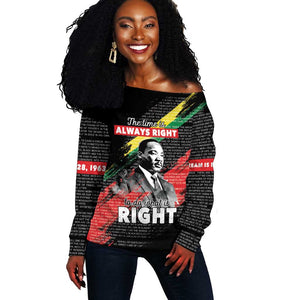 MLK Honoring The Legacy Off Shoulder Sweater Black Version
