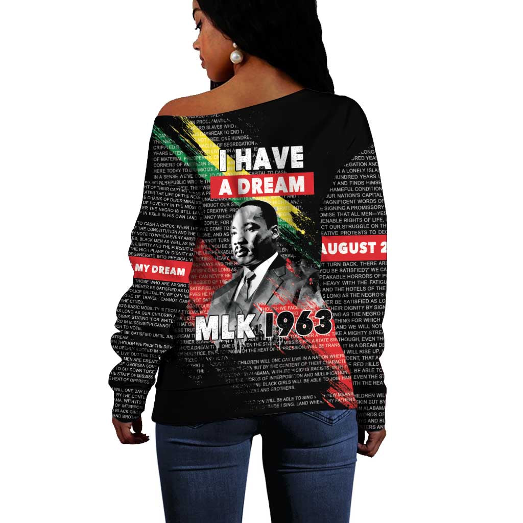 MLK Honoring The Legacy Off Shoulder Sweater Black Version