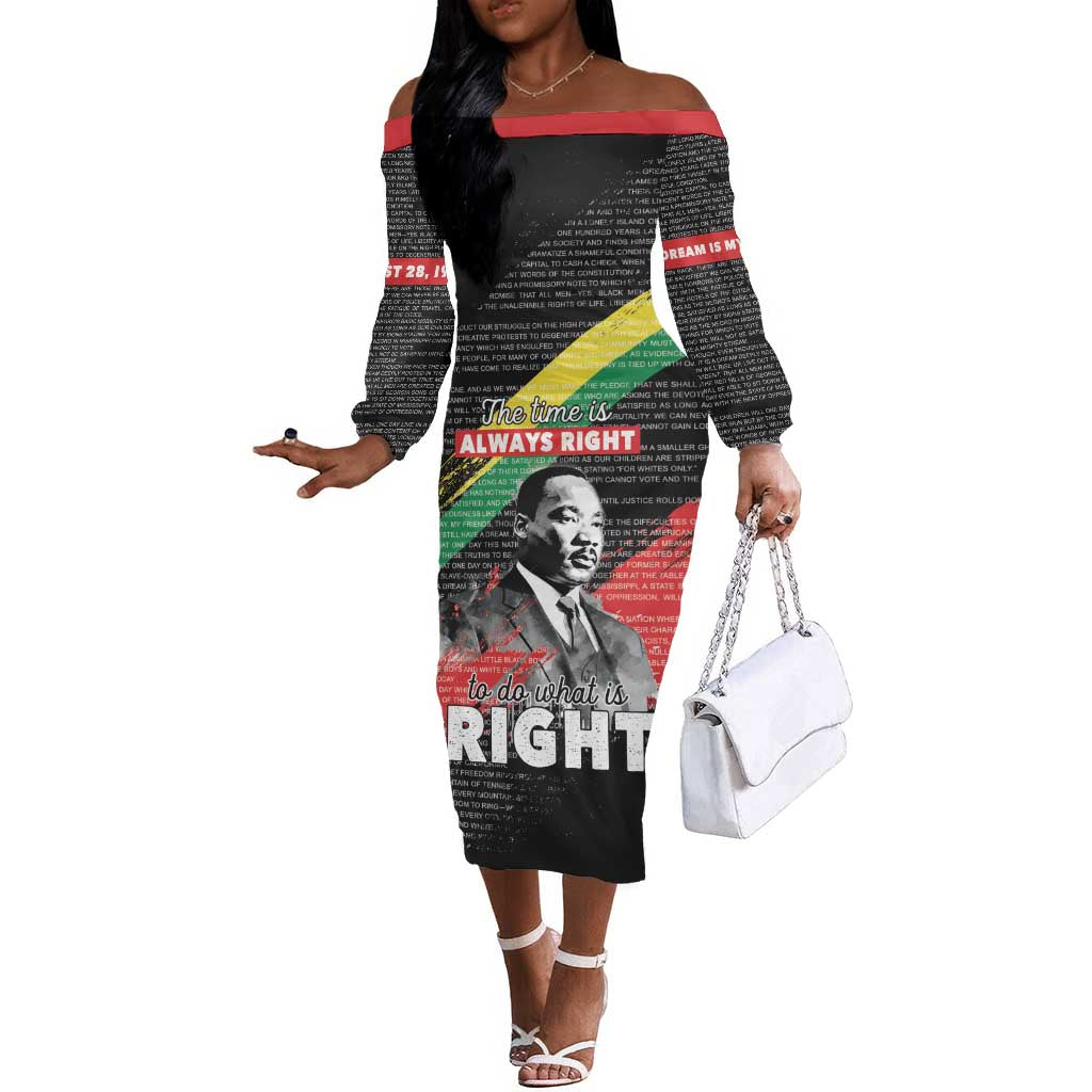 MLK Honoring The Legacy Off The Shoulder Long Sleeve Dress Black Version