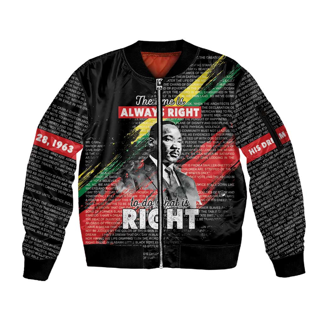 MLK Honoring The Legacy Sleeve Zip Bomber Jacket Black Version