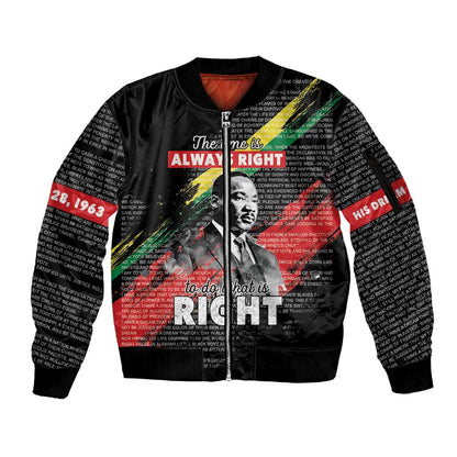MLK Honoring The Legacy Sleeve Zip Bomber Jacket Black Version