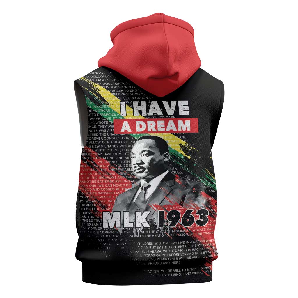 MLK Honoring The Legacy Sleeveless Zip Hoodie Black Version - African Pride
