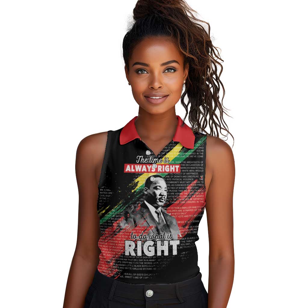 MLK Honoring The Legacy Women Sleeveless Polo Shirt Black Version