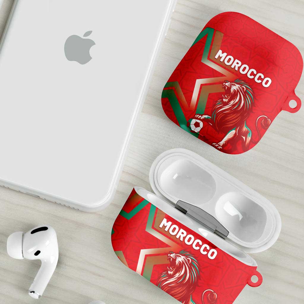 Morocco WC Football 2026 AirPods Case Go Champions Lion Spirit - African Pride