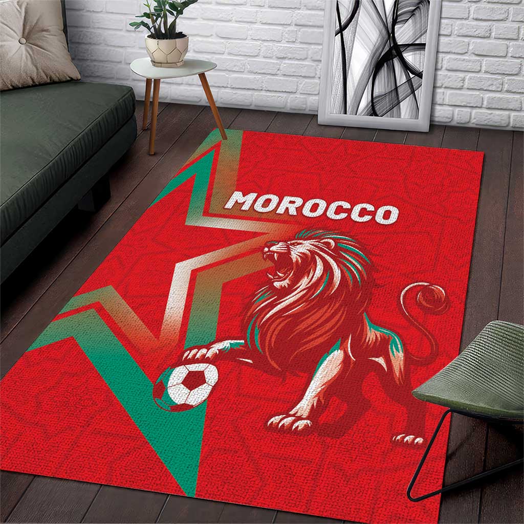 Morocco WC Football 2026 Area Rug Go Champions Lion Spirit - African Pride