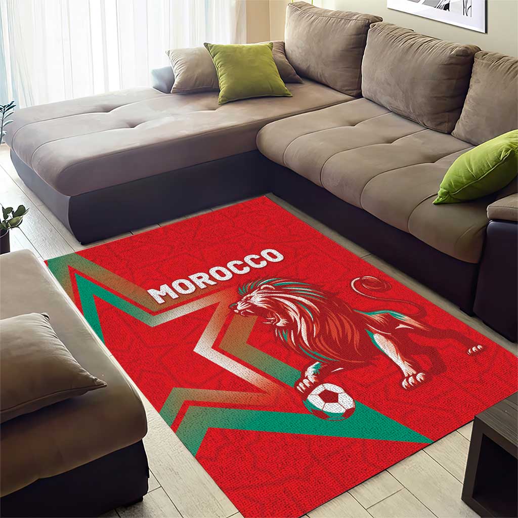Morocco WC Football 2026 Area Rug Go Champions Lion Spirit - African Pride