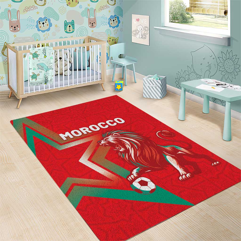 Morocco WC Football 2026 Area Rug Go Champions Lion Spirit - African Pride
