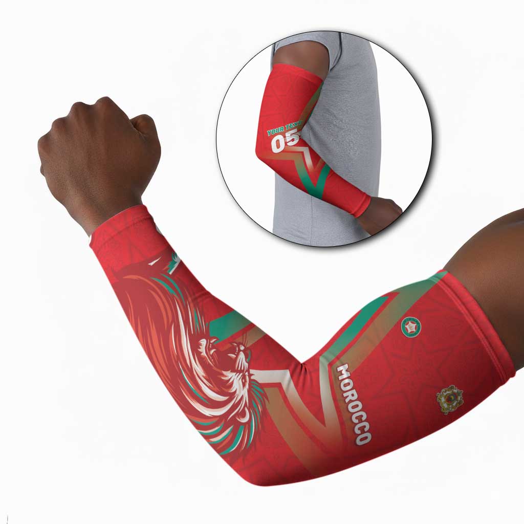 Custom Morocco WC Football 2026 Arm Sleeves Go Champions Lion Spirit - African Pride