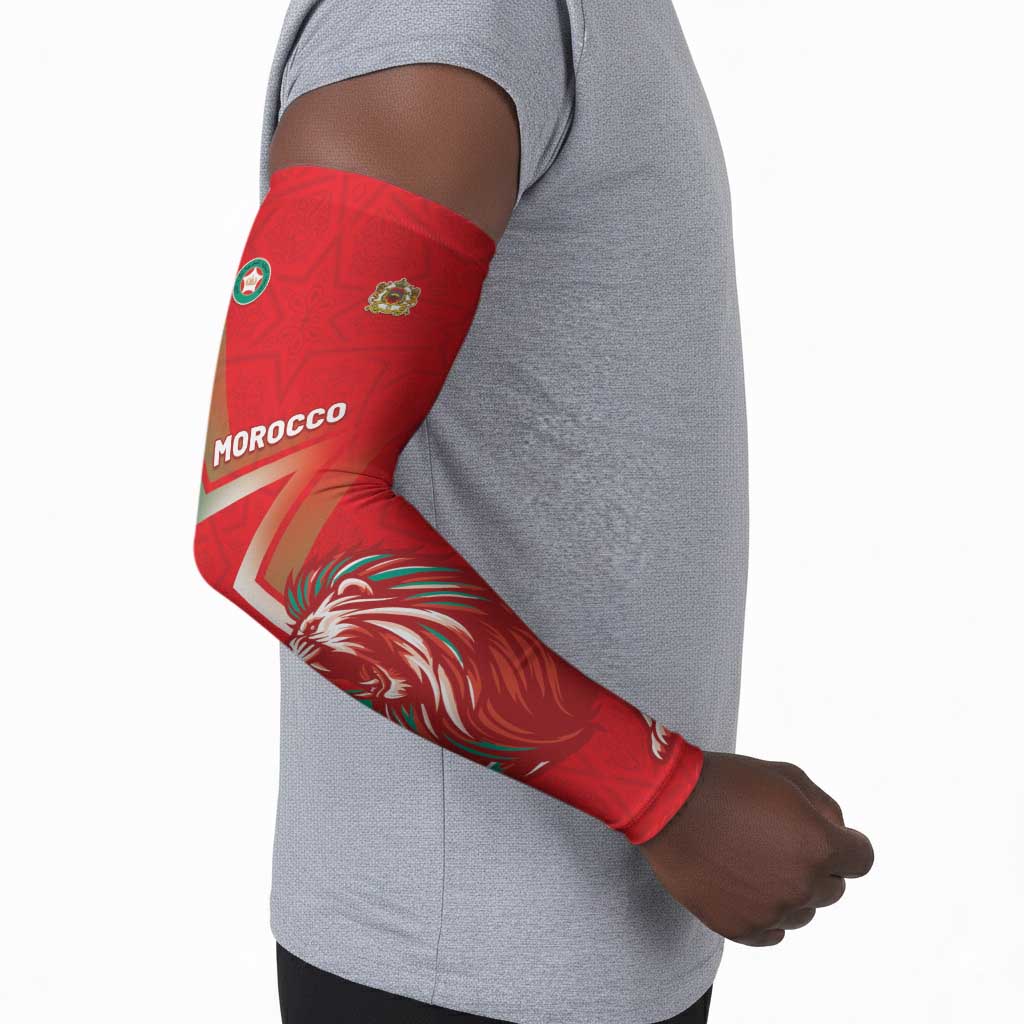 Custom Morocco WC Football 2026 Arm Sleeves Go Champions Lion Spirit - African Pride