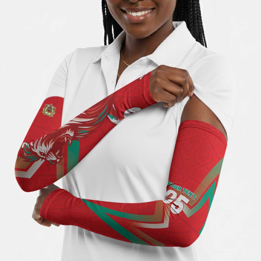 Custom Morocco WC Football 2026 Arm Sleeves Go Champions Lion Spirit - African Pride