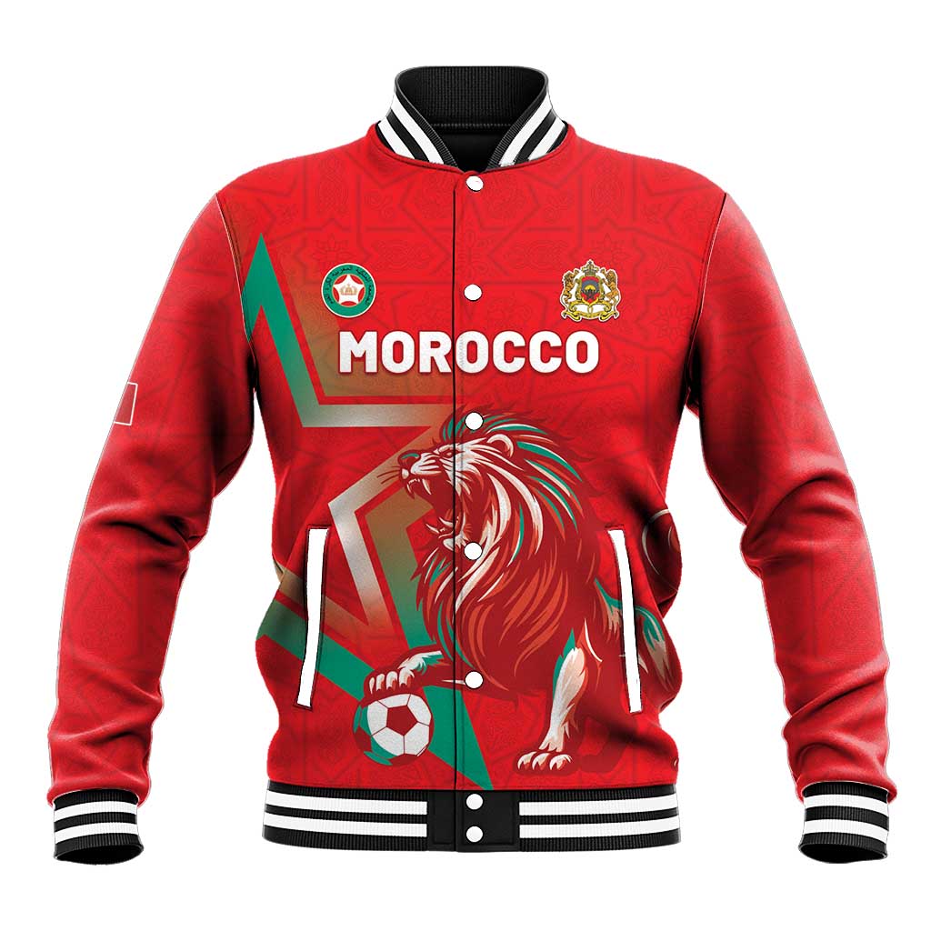 Custom Morocco WC Football 2026 Baseball Jacket Go Champions Lion Spirit - African Pride
