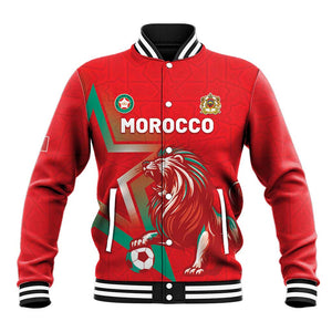 Custom Morocco WC Football 2026 Baseball Jacket Go Champions Lion Spirit - African Pride