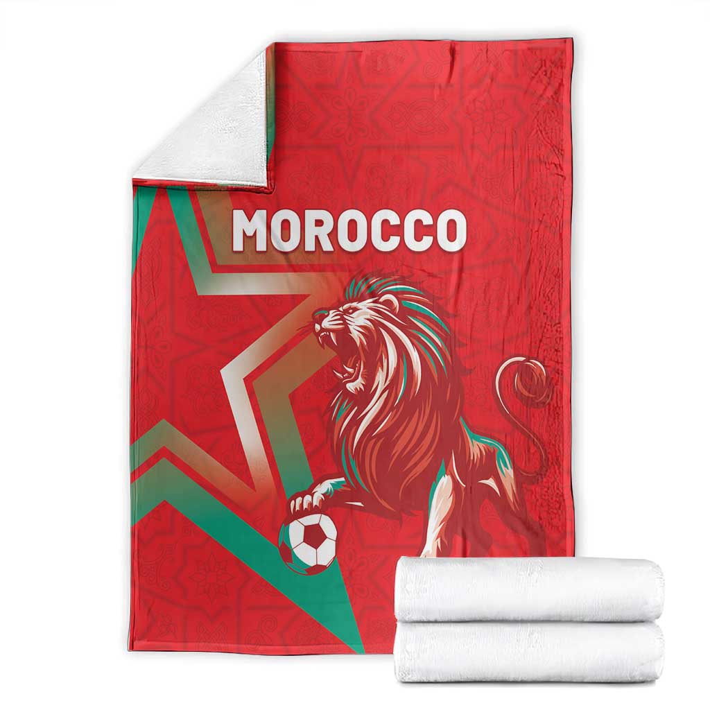 Morocco WC Football 2026 Blanket Go Champions Lion Spirit - African Pride