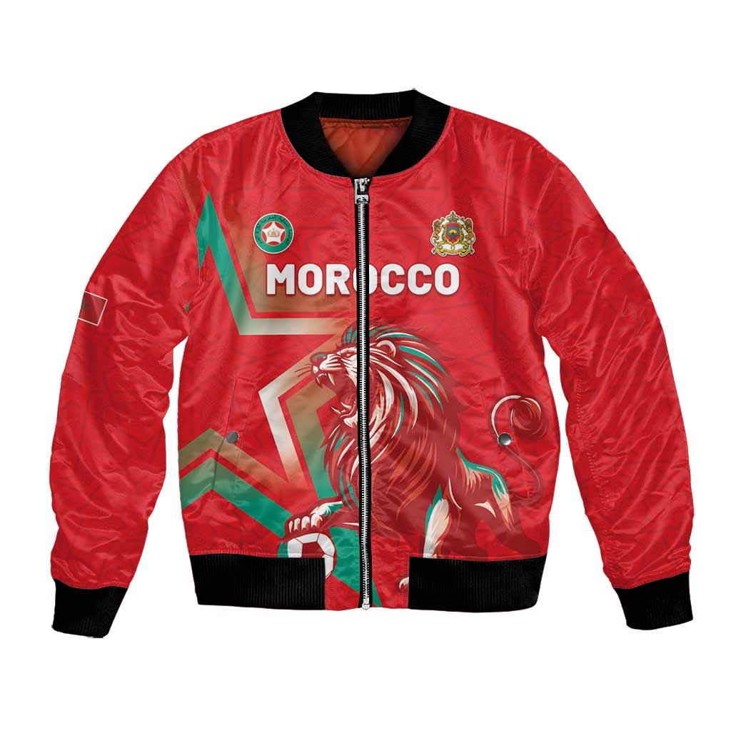 Custom Morocco WC Football 2026 Bomber Jacket Go Champions Lion Spirit - African Pride