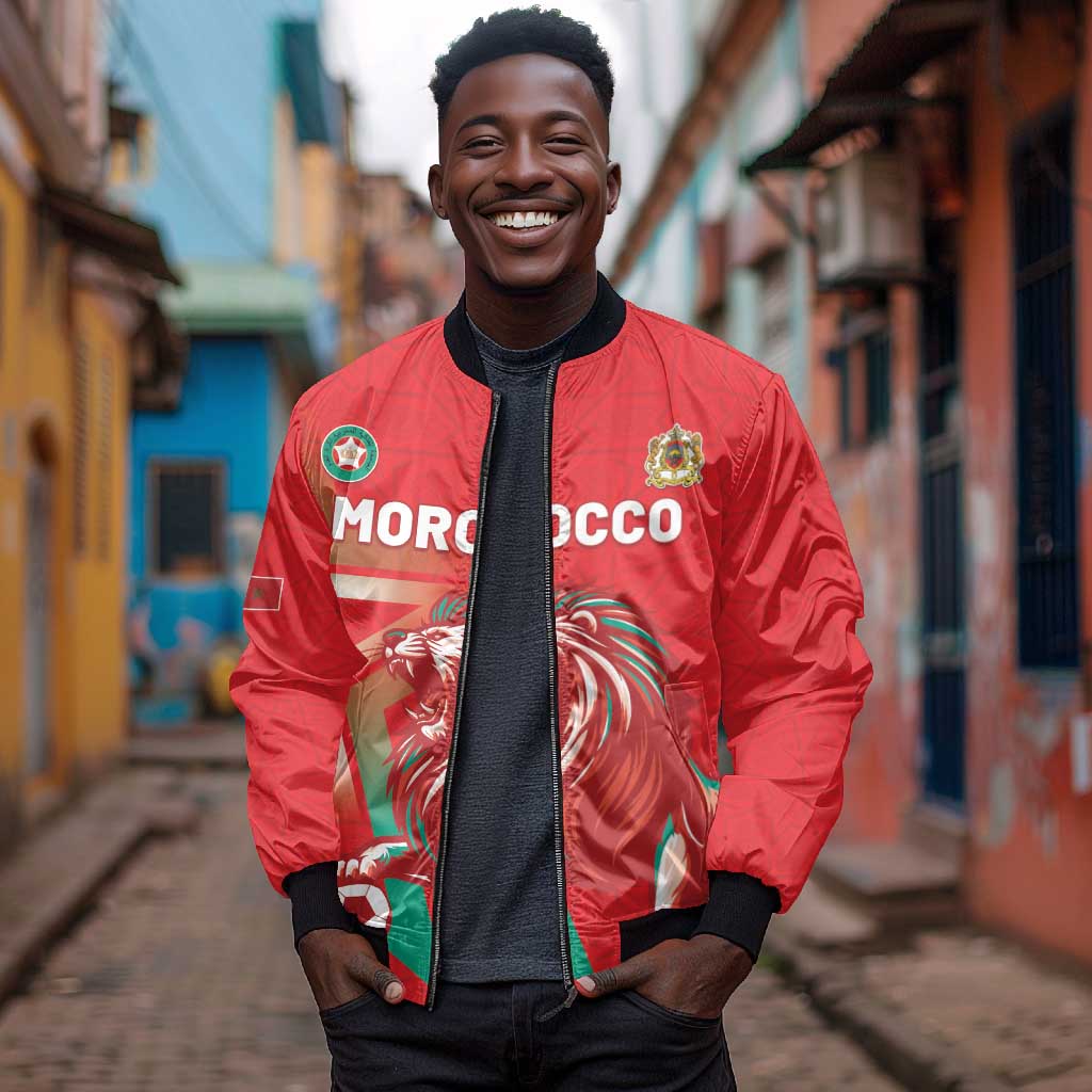 Custom Morocco WC Football 2026 Bomber Jacket Go Champions Lion Spirit - African Pride