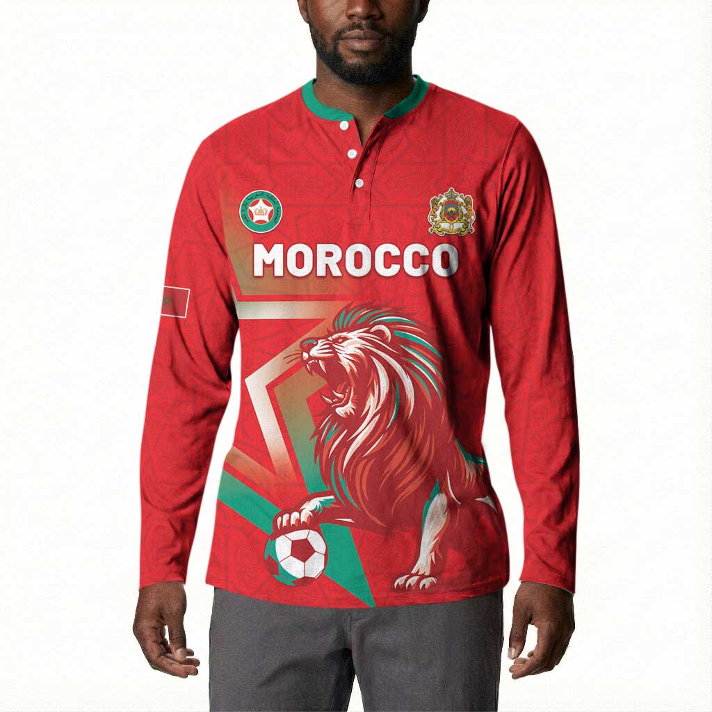 Custom Morocco WC Football 2026 Button Sweatshirt Go Champions Lion Spirit