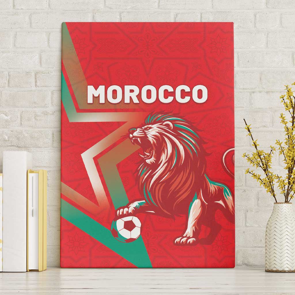 Morocco WC Football 2026 Canvas Wall Art Go Champions Lion Spirit - African Pride