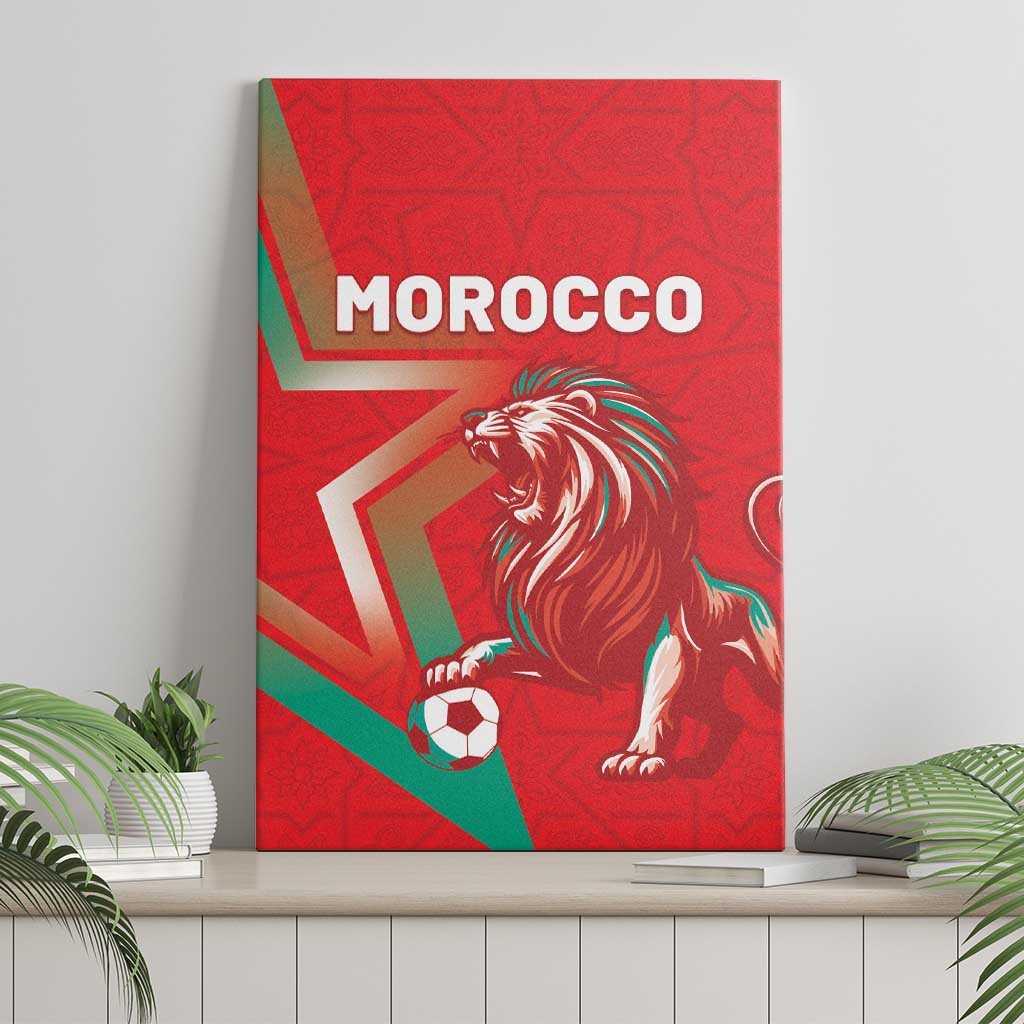 Morocco WC Football 2026 Canvas Wall Art Go Champions Lion Spirit - African Pride