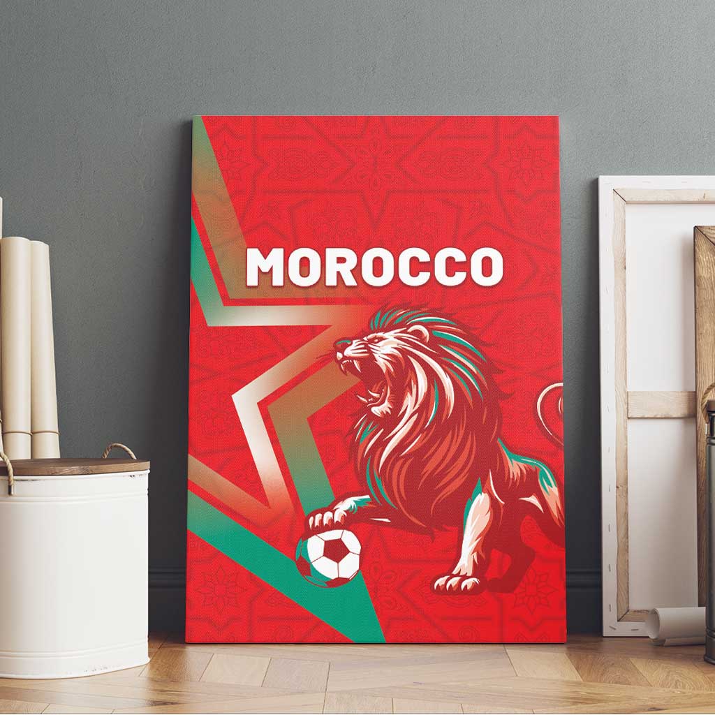 Morocco WC Football 2026 Canvas Wall Art Go Champions Lion Spirit - African Pride