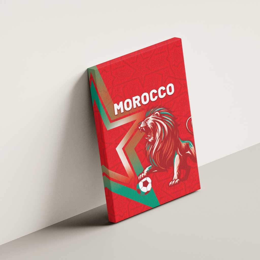 Morocco WC Football 2026 Canvas Wall Art Go Champions Lion Spirit - African Pride