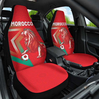 Morocco WC Football 2026 Car Seat Cover Go Champions Lion Spirit - African Pride