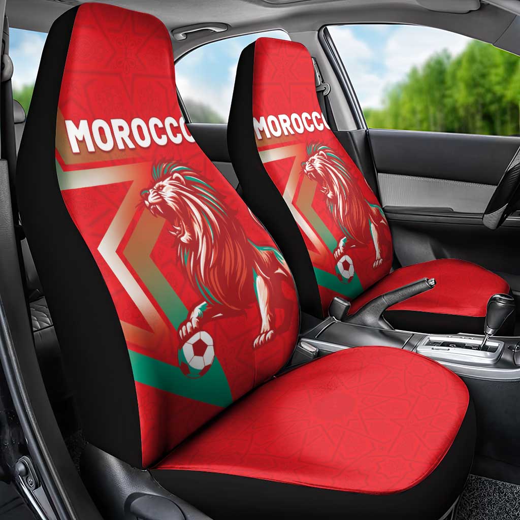 Morocco WC Football 2026 Car Seat Cover Go Champions Lion Spirit - African Pride