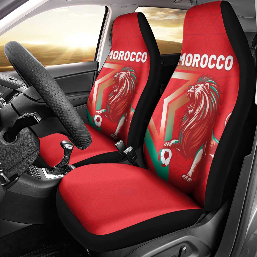 Morocco WC Football 2026 Car Seat Cover Go Champions Lion Spirit - African Pride