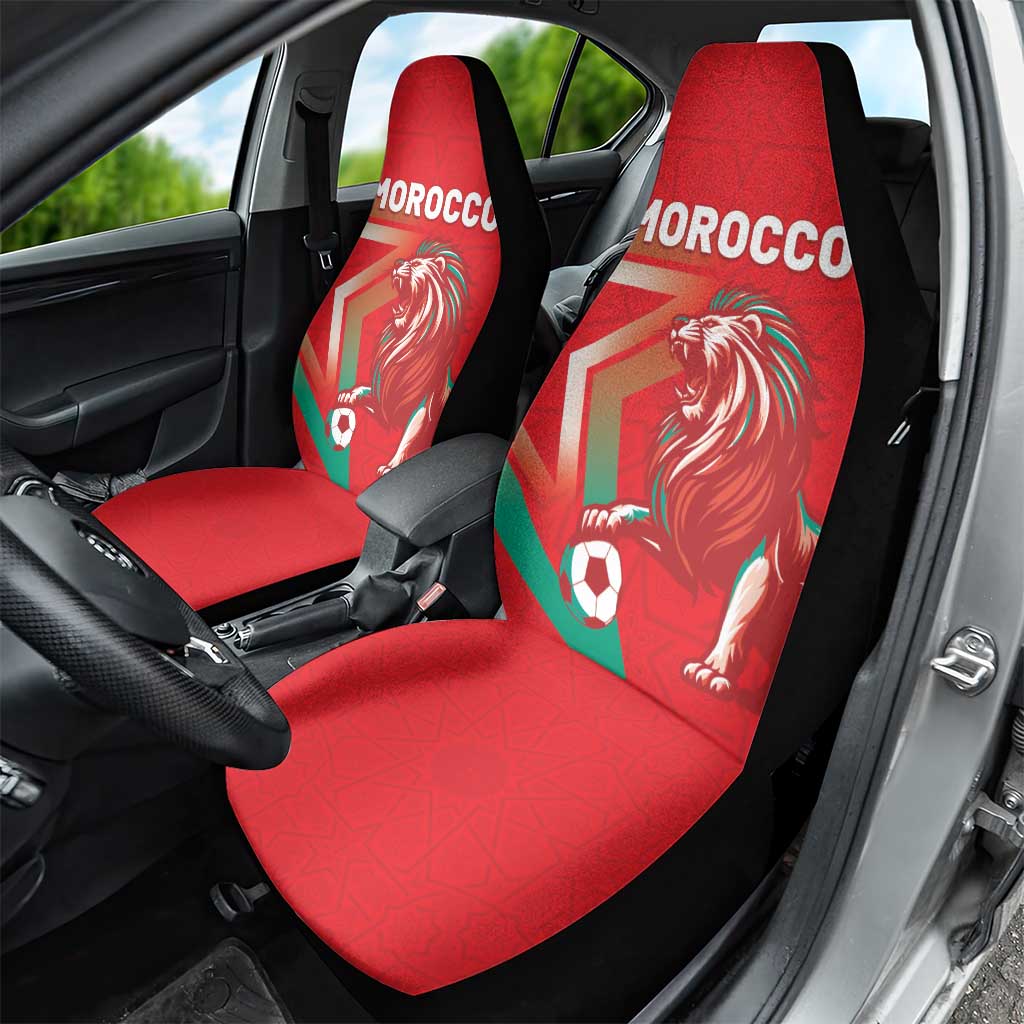 Morocco WC Football 2026 Car Seat Cover Go Champions Lion Spirit - African Pride