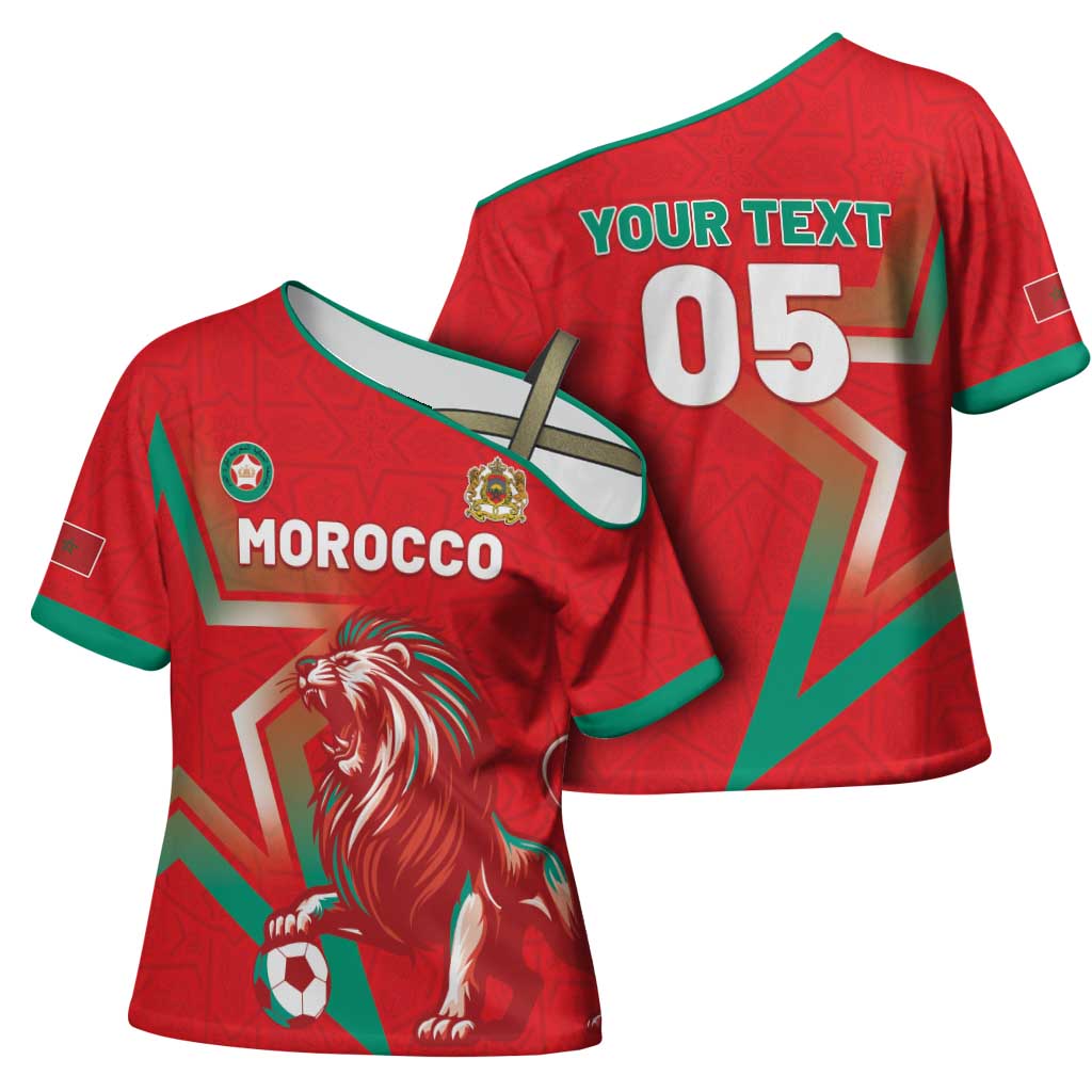 Custom Morocco WC Football 2026 Cross Shoulder Shirt Go Champions Lion Spirit - African Pride