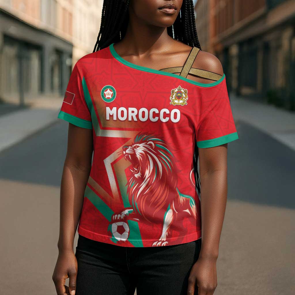 Custom Morocco WC Football 2026 Cross Shoulder Shirt Go Champions Lion Spirit - African Pride