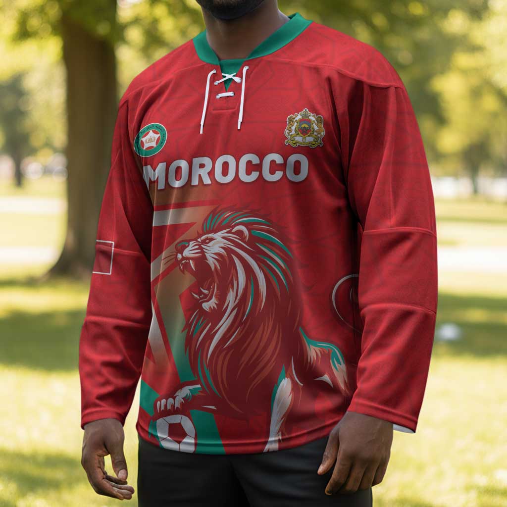 Custom Morocco WC Football 2026 Hockey Jersey Go Champions Lion Spirit - African Pride